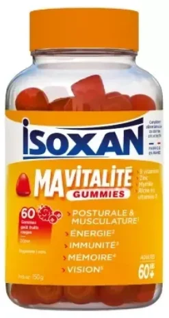 Isoxan Ma vitalité gummies 60 ans+ goût fruits rouges - pot de 60 gommes