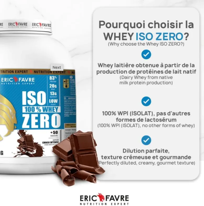 Iso zero 100% whey cookies & cream Eric Favre - pot de 500g