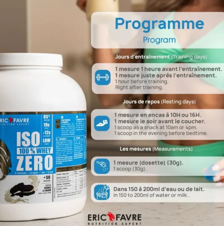 Iso zero 100% whey cookies & cream Eric Favre - pot de 500g