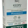 Keops déodorant à bille 0% d'aluminium RoC - offre spéciale lot de 2 roll-on