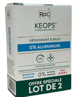 Keops déodorant à bille 0% d'aluminium RoC - offre spéciale lot de 2 roll-on
