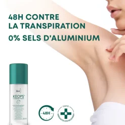 Keops Déodorant à bille 0% d'aluminium RoC - roll-on de 30ml