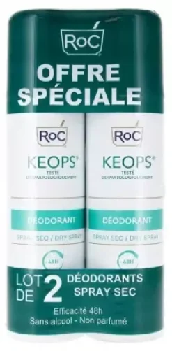 Keops déodorant spray efficacité 48h RoC - lot de 2 sprays de 150ml offre spéciale