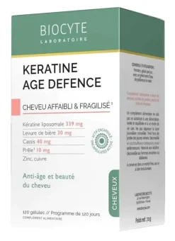 Keratine Age Defence cheveu affaibli et fragilisé Biocyte - boite de 120 gélules