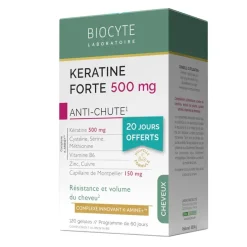 Keratine forte 500mg anti-chute Biocyte - boite de 120 gélules