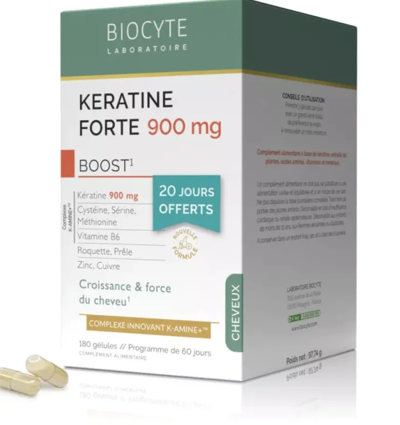 Keratine Forte 900mg Biocyte - boite de 180 gélules