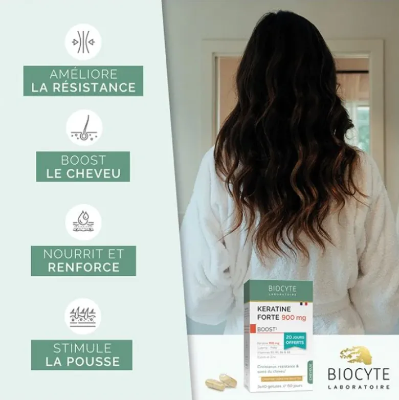 Keratine Forte 900mg Biocyte - boite de 180 gélules