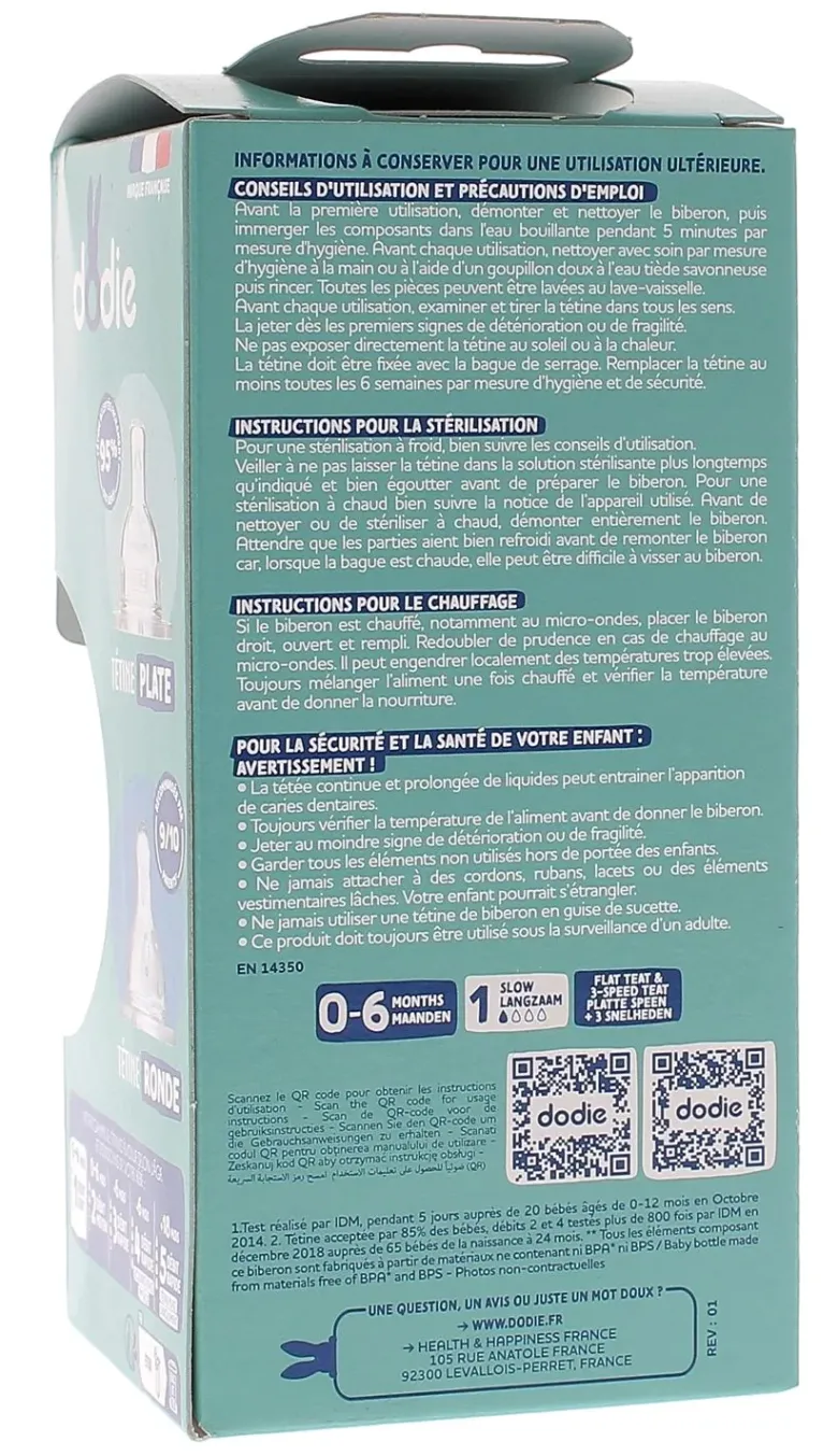 Kit naissance biberon & tétines Dodie - kit de 3 produits