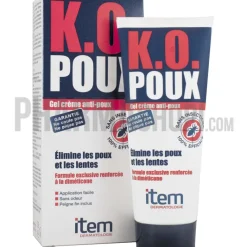 K.O. poux gel crème anti-poux élimine poux et lentes - Tube de 100 ml