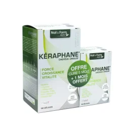 Kéraphane cheveux et ongles anti-chute Nat&Form - boite de 240 gélules offre spéciale 3+1 mois offert
