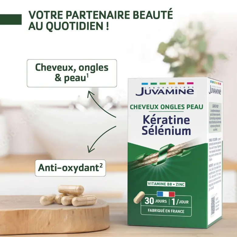 Kératine sélénium Juvamine - pot de 30 gélules