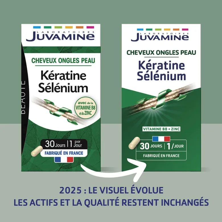 Kératine sélénium Juvamine - pot de 30 gélules