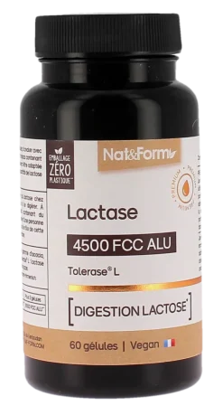 Lactase tolérase L 4500 fcc alu Nat&form - pot de 60 gélules