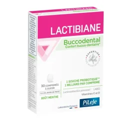 Lactibiane buccodental goût menthe Pileje - boite de 30 comprimés