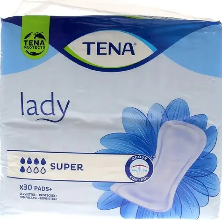 Lady Super Protections anatomiques pour femmes Tena - sachet de 30 serviettes