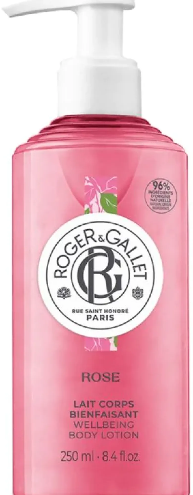 Lait corps bienfaisant Rose Roger & Gallet - flacon-pompe de 250 ml