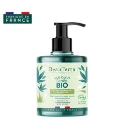 Lait corps bio à l'huile de chanvre et jus d'aloe vera Beauterra - flacon-pompe de 500ml