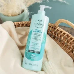 Lait corps hydratant amande Laino - flacon-pompe de 400ml