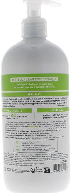 Lait corps hydratant pour toute la famille bio Centifolia - flacon-pompe de 500 ml