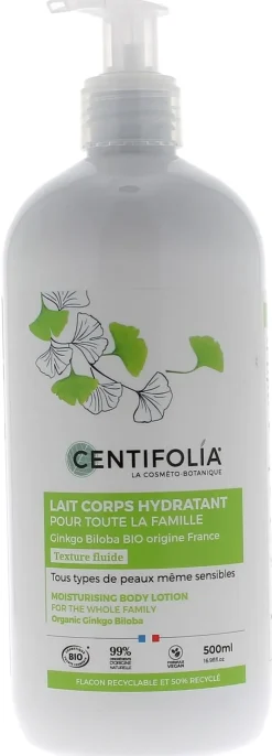 Lait corps hydratant pour toute la famille bio Centifolia - flacon-pompe de 500 ml