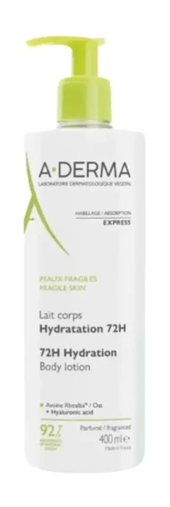 Lait corps hydratation 72h A-Derma - flacon-pompe de 400ml