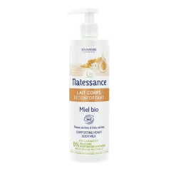 Lait corps réconfortant miel bio Natessance - flacon-pompe de 400ml