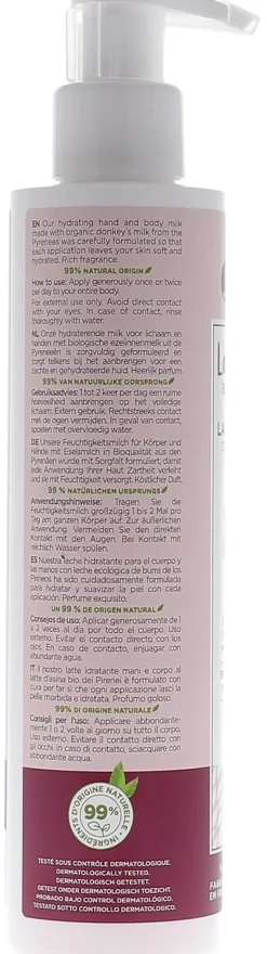 Lait d'Anêsse lait hydratant corps & mains bio MKL Green Nature - flacon-pompe de 200 ml