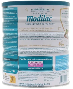 Lait de riz en poudre 3ème âge 12-36 mois Modilac Expert - pot de 800 g