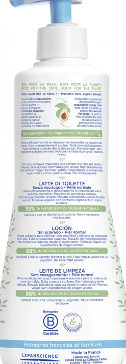 Lait de toilette sans rinçage peau normale bébé et enfant Mustela