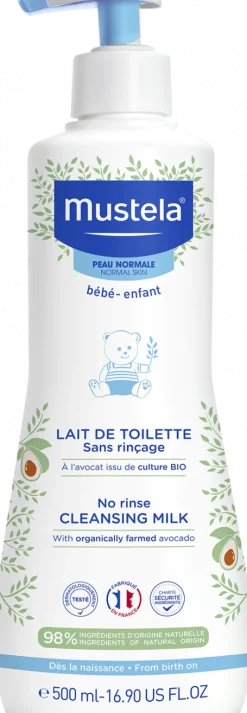 Lait de toilette sans rinçage peau normale bébé et enfant Mustela
