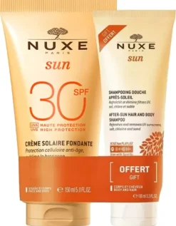 Lait délicieux haute protection visage et corps SPF30 + Shampoing douche après-soleil 100 ml offert Nuxe Sun - tube de 150ml