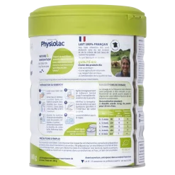 Lait en poudre bio 1re âge croissance 0 à 6 mois Physiolac - pot de 800 g