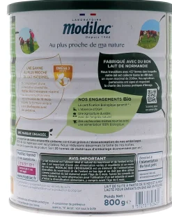Lait en poudre Mon petit bio croissance 3ème âge 10-36 mois Modilac - pot de 800g