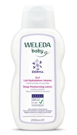 Lait hydratation intense 3 en 1 Weleda Baby Derma - flacon de 200ml