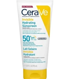 Lait solaire invisible hydratant SPF50+ haute protection visage et corps CeraVe