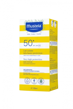 Lait solaire très haute protection bébé SPF 50+ Mustela - tube de 100 ml