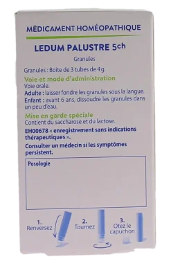 Ledum palustre 5CH Boiron – granules, 3 tubes de 4 g