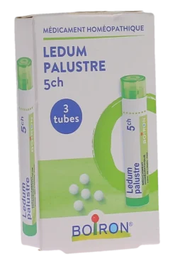 Ledum palustre 5CH Boiron – granules, 3 tubes de 4 g
