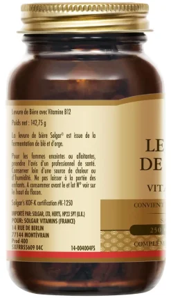 Levure de Bière avec Vitamine B12 Solgar - boîte de 250 comprimés