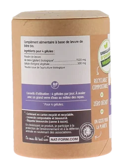 Levure de bière revivifiable bio Nat&Form - pot de 90 gélules