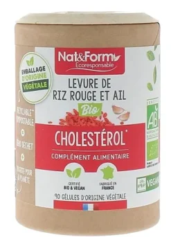 Levure de riz rouge & ail bio Cholestérol Nat&Form - pot de 90 gélules
