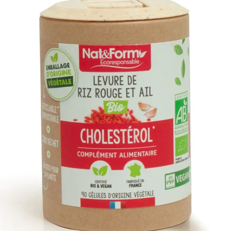 Levure de riz rouge Ail bio Ecoresponsable Nat&Form - boîte de 200 gélules