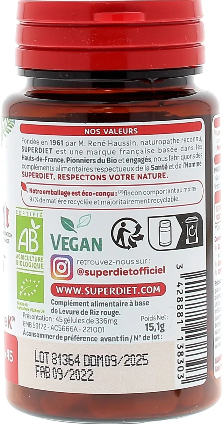Levure de riz rouge bio Super Diet
