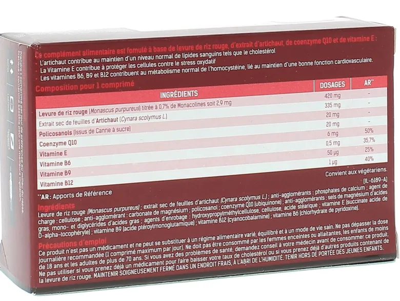 Levure de riz rouge formule renforcée Santé verte - 60 comprimés