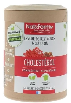 Levure de riz rouge & gugulon Cholestérol Nat&Form - pot de 60 gélules