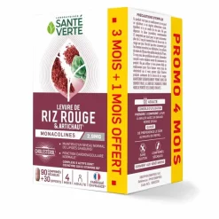 Levure de riz rouge Santé Verte - boite de 90 comprimés + 30 comprimés offerts
