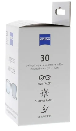 Lingettes antibuée pour lunettes Zeiss - boîte de 30 lingettes