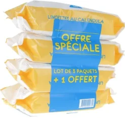 Lingettes au calendula bébé Gifrer - lot de 4 x 70 lingettes