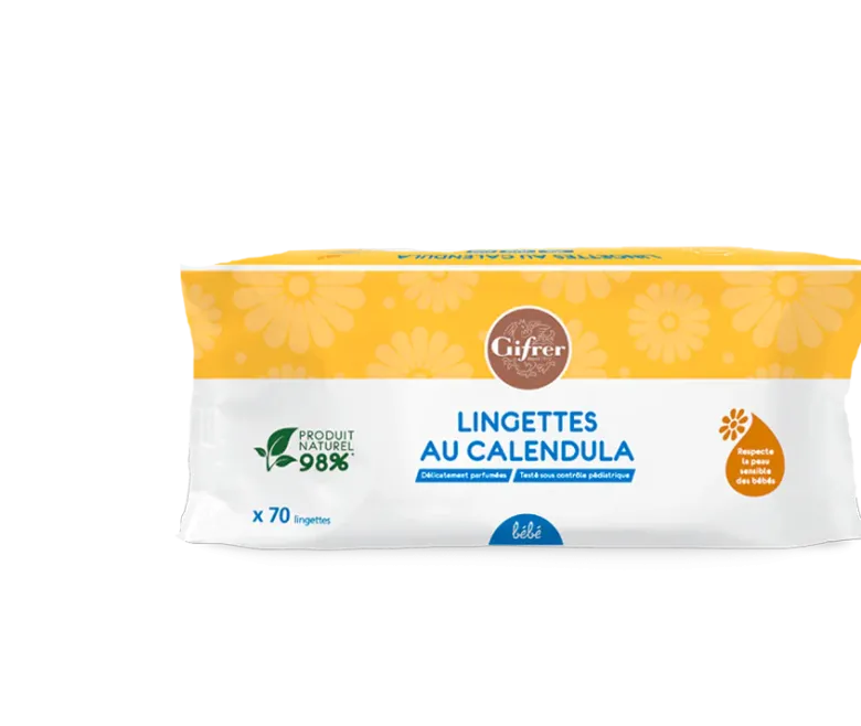 Lingettes au calendula Gifrer - paquet de 70 lingettes