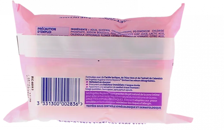 Lingettes hygiène intime Replens - sachet de 25 lingettes